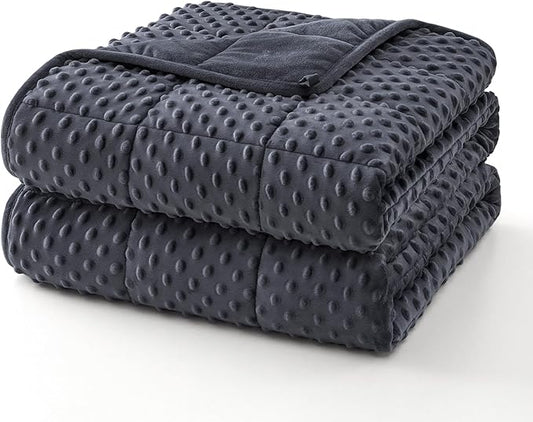 Topcee Weighted Blanket for Adults (15lbs 60"x80"), Minky Dots Heavy Blanket for 140-160lbs Sleeping, Soft, Cozy and Cooling Weighted Throw Blankets, Machine Washable, Grey