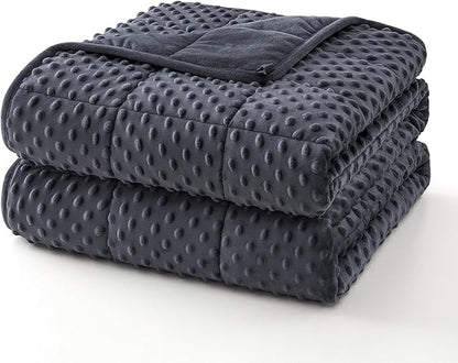 Topcee Weighted Blanket for Adults (15lbs 48"x72"), Minky Dots Heavy Blanket for 140-160lbs Sleeping, Soft, Cozy and Cooling Weighted Throw Blankets, Machine Washable, Grey