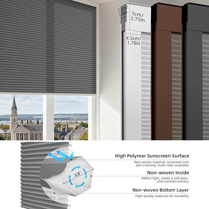 ZSTARR Motorized Skylight Shades Blackout Cellular Honeycomb Electric Blinds with Solar Panel Cordless Rechargeable with Remote for Roof and Slanted Windows Custom Size (LF Gravel)