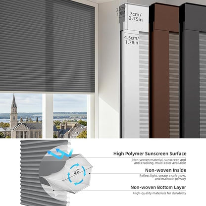 ZSTARR Motorized Skylight Shades Blackout Cellular Honeycomb Electric Blinds with Solar Panel Cordless Rechargeable with Remote for Roof and Slanted Windows Custom Size (LF Gravel)