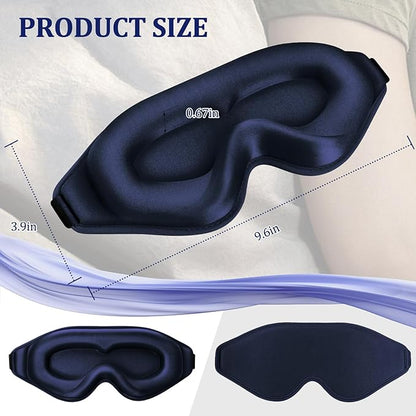 3D Deep Contoured Zero Pressure Sleep Eye Mask for Men & Women, Blackout Blindfold with Adjustable Strap for Travel, Home, Nap (Blue)