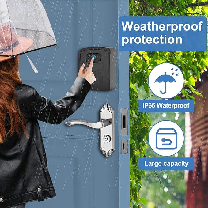 Fingerprint Smart Key Lock Box for Outside, Remote Access Wireless Key Box Operate on iOS/Android APP with WiFi Gateway, Large Capacity Bluetooth Safe Box