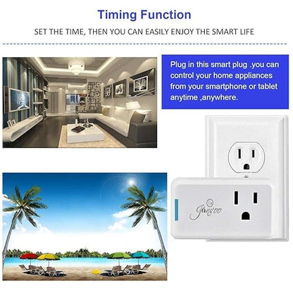 Jinvoo WiFi Smart Mini Plug, 10A, Remote Control by Tuya Smart Life app Works with Amazon Echo,Compatible with iOS/Android Google Assistant, Timer White ETL Listed FCC Certified (2 Pack)
