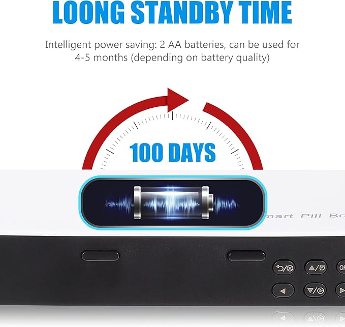 Smart Electronic Pill Organizer with Alarm Clock Portable Medicine Reminder Box for Elderly Travel Storage White