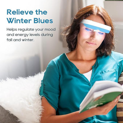 Light Therapy Glasses, Glasses Therapy Lamp Portable Daylight Lamp Natural Relief for Sleep Problems, Mood Disorders and Jet lag, Light Therapy Lamp Glasses Adjustable Brightness and Timer