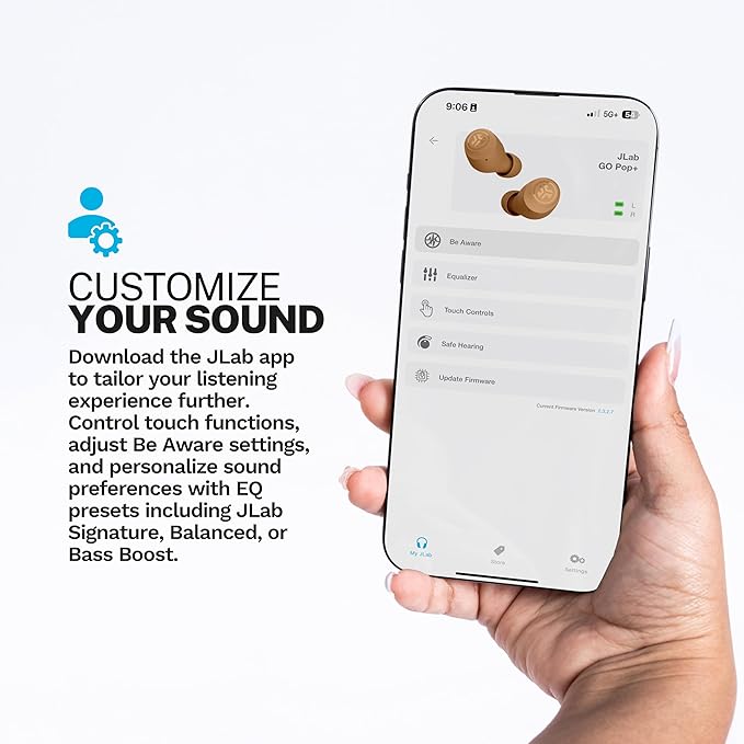 JLab Go Air Tones+ True Wireless Earbuds Designed with Auto On and Connect, Touch Controls, 32+ Hours Bluetooth Playtime, EQ3 Sound, and Dual Connect, Natural Earthtone Color (4625 W)