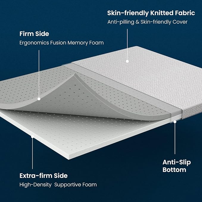 BedStory Firm Mattress Topper 3 Inch Twin Size, Extra Firm Memory Foam Bed Topper for Pain Relief, Copper Gel Bamboo Charcoal Green Tea Infused Cooling Mattress Pad, CertiPUR-US Certified