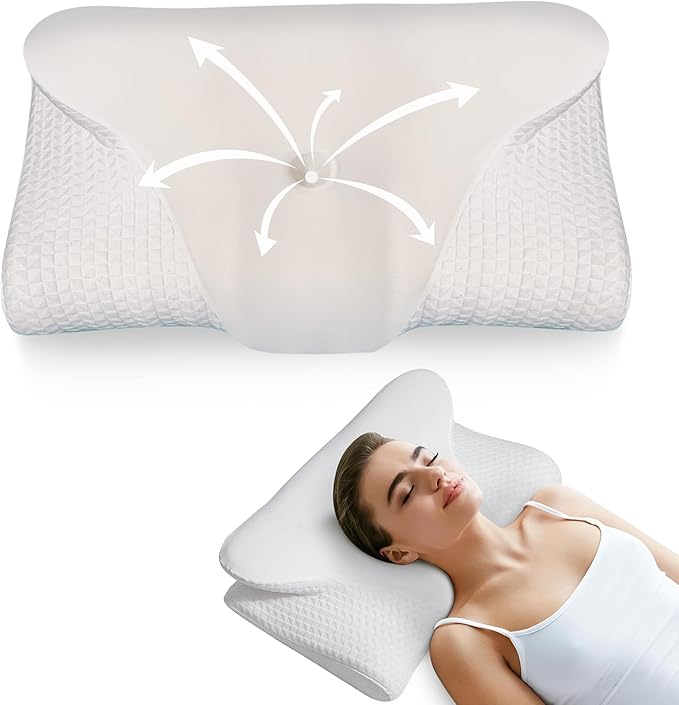 Cervical Neck Pillow for Sleeping – Memory Foam Cervical Pillow for Neck Pain Relief – Ergonomic Side Sleeper Pillow for Adults – Cooling Cervical Neck Pillow for Better Sleep & Support