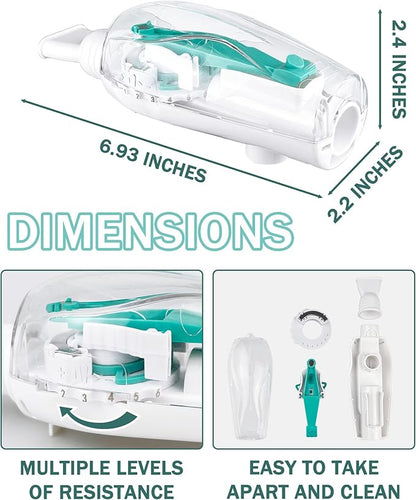 Breathing Exercise Device for Lungs - Flutter Valve Mucus Removal Device - Breath Trainer Green