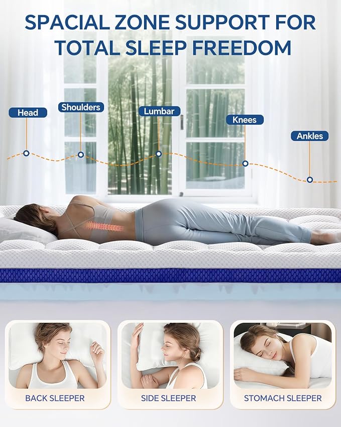 BEDELITE Twin Mattress Topper Dual Layer 4 Inch Memory Foam Mattress Topper, 2 Inch Pilow Top Mattress Pad and 2 Inch Premium Gel Foam Mattress, with Stretchable Pockets Up to 6"-24"