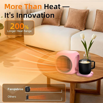 Upgraded Space Heater & Candle Warmer Plate, Space Heater for Indoor Use with Thermostat, Coffee Mug Warmer, 800W Portable Electric Heater for Bedrooms, Offices, Home