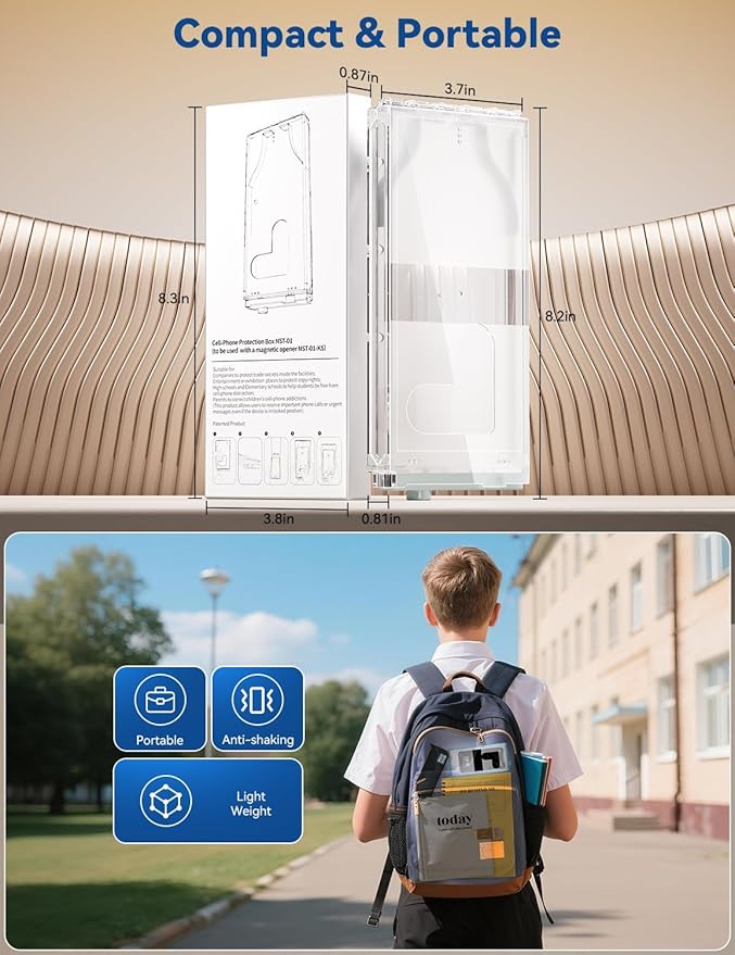 Portable Phone Lock Box with for iPhone and Android Phones, Self-Control Phone Jail to Help Kids,Students, Adults Focus Back, Preventing unauthorized filming during meetings and opera performances