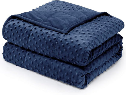 Wemore Minky Dot Weighted Blanket for Adults King Size 20 lbs, Soft Cozy Heavy Blanket for Bed and Couch, Breathable Blanket for All-Season with Glass Beads, Navy Blue 80 x 87 inches