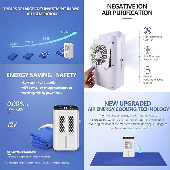 Summer Water Cooling Mattress Pad, Bed Cooling System with Air Conditioner and Touch Screen, Keeps Sleepers Cool, PVC Sleeping Ice Pad for Bed & Sofa,160×70cm