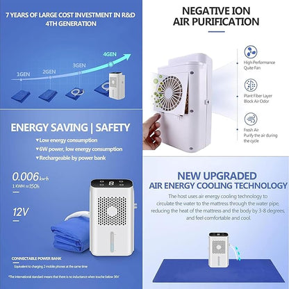 Summer Water Cooling Mattress Pad, Bed Cooling System with Air Conditioner and Touch Screen, Keeps Sleepers Cool, PVC Sleeping Ice Pad for Bed & Sofa,160×140cm