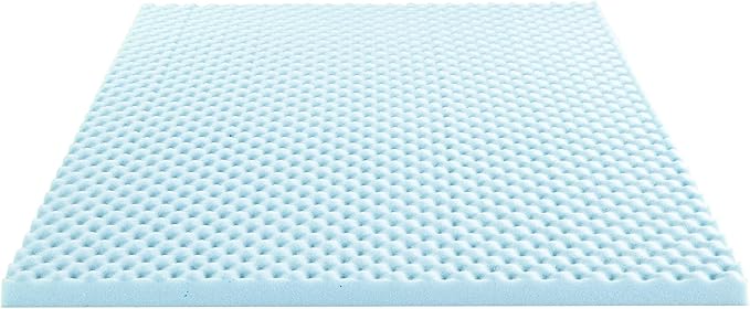 Best Price Mattress 3 Inch Egg Crate Memory Foam Mattress Topper, Cooling Gel Infusion, Queen, Dorm Essentials, Blue