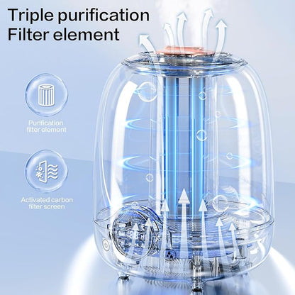 Humidifiers for Bedroom, 3L Tank for 30H 20dB Quiet Mist Time, Dual Nozzles, LED Lights, Smart Timer (2/4/8 Hours), Auto Shut-Off, Perfect for Baby and Large Rooms (White)