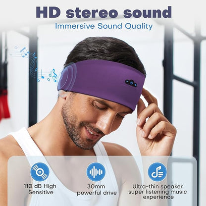 Sleep Headphones Bluetooth Headband for Side Sleeper, 17 Hours Playtime Headband Headphones with HD Stereo Speakers for Workout,Running,Yoga, Ideal Gifts for Men, Women, Teens