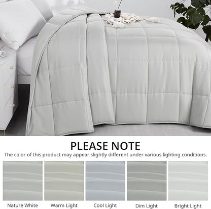 HOMBYS Oversized King Comforter 120x120, Lightweight Quilted Down Alternative Duvet Insert for All Season,Light Grey,8 Corner Tabs