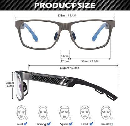 ANYLUV Blue Light Blocking Glasses Men Computer Gaming Glasses Lightweight Al-Mg Metal Anti Eyestrain Eye Protection
