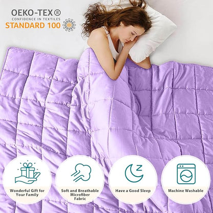 L'AGRATY Weighted Blanket - 48"x72" 20lbs Cooling Breathable Heavy Blanket with Glass Beads for Adult All-Season