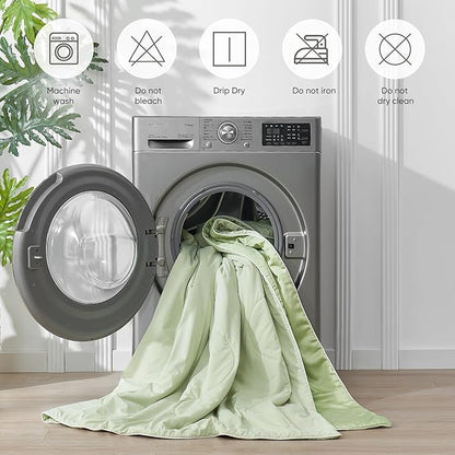 Snuggle Sac Natural Viscose Cooling Comforter King Size, Lightweight Breathable Silky Cooling Bedding with Q-Max>0.45 for Bedroom, Home Decor, Hot Sleepers & Night Sweats, Sage Green 106"x90"