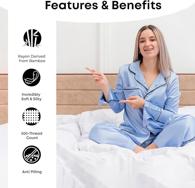 LINENWALAS California King Size Flat Sheet Only, Rayon Derived from Bamboo Top Sheet, Hotel Luxury Silk Sheets for Cal King Size Bed, Stain & Fade Resistant Cooling Bed Sheets (Cal King, White)