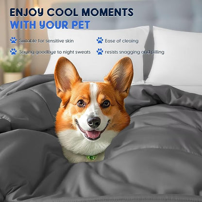 Rwlvpe Cooling Comforter King Size, 100% Rayon Derived from Bamboo Shell, Cooling Blanket for Hot Sleepers, Q-Max>0.48 Breathable Bamboo Fill Duvet Insert (106"x90", Dark Gray)