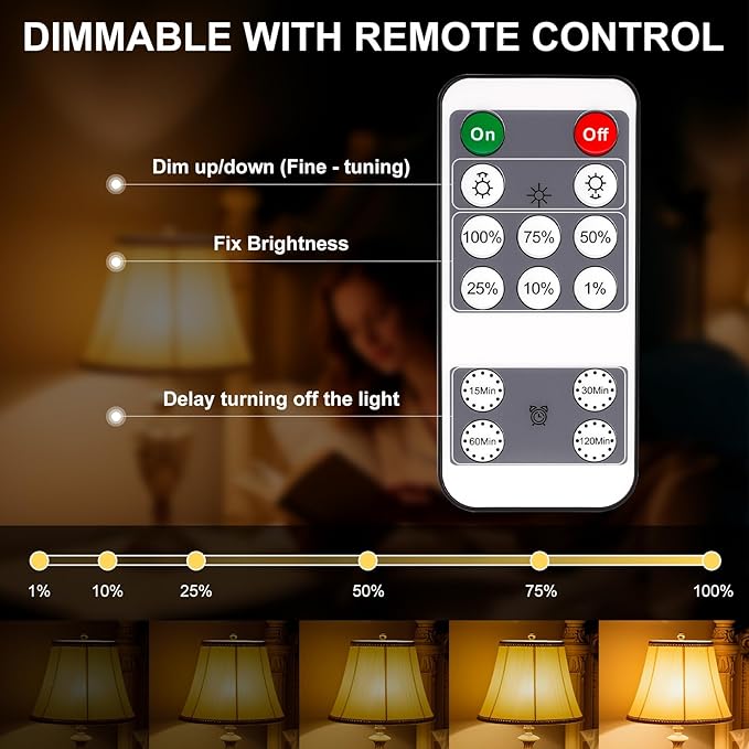 KINUR Amber Sleep Light Bulbs 1800K with Remote Control, Blue Light Blocking A19, 9W for Sleep,Bedroom (2Packs)