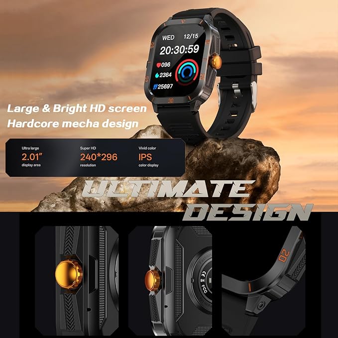 C50Pro Smart Sports Watch for Fitness Tracker &Health monitor, including Blood Pressure and Oxygen/Heart Rate/Sleep/Calories/Step counting/Distance etc, Waterproof wearable wristband for outdoor