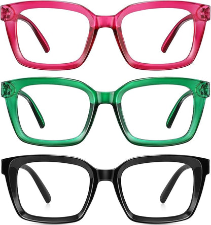 XVXV Reading Glasses for Women Men - Blue Light Blocking Readers Oversize Oprah Square Anti Glare/Eyestrain Spring Hinge