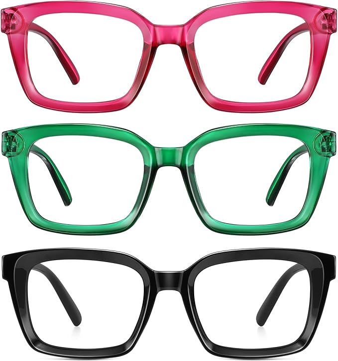 XVXV Reading Glasses for Women Men - Blue Light Blocking Readers Oversize Oprah Square Anti Glare/Eyestrain Spring Hinge