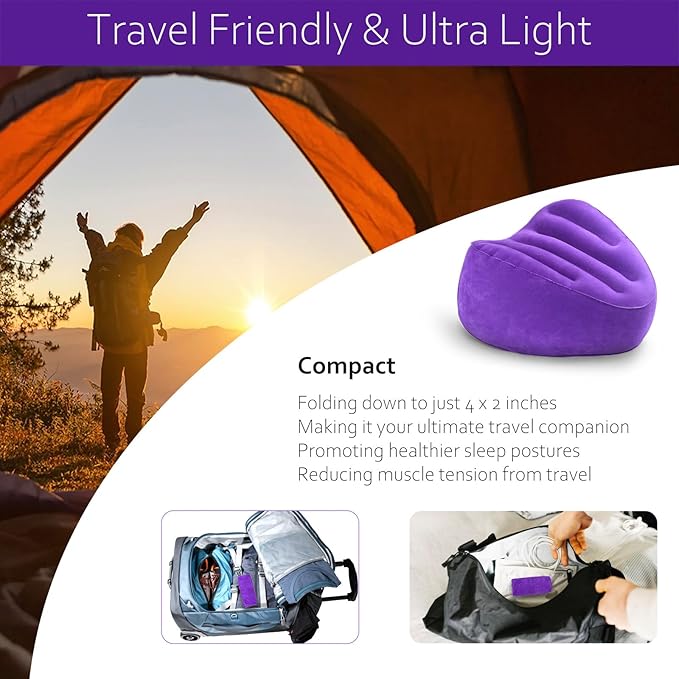 Knee Pillow for Side Sleepers, Leg Pillow for Side Sleeping Velvet Soft Fabric, Inflatable Travel Pillow for Thigh Sleep Support, Side Sleeper Pillow Between Legs for Hip Sciatica Back Pain Relief