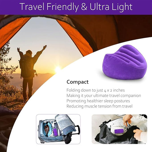 Knee Pillow for Side Sleepers, Leg Pillow for Side Sleeping Velvet Soft Fabric, Inflatable Travel Pillow for Thigh Sleep Support, Side Sleeper Pillow Between Legs for Hip Sciatica Back Pain Relief