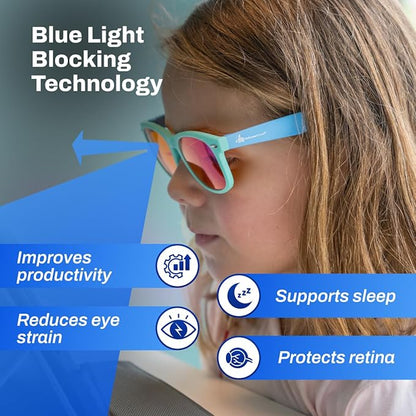 DefenderShield Blue Light Blocking Glasses Kid Series for Computer, Mobile, Gaming, Sleep-Purple - Anti Eye Strain, Headache
