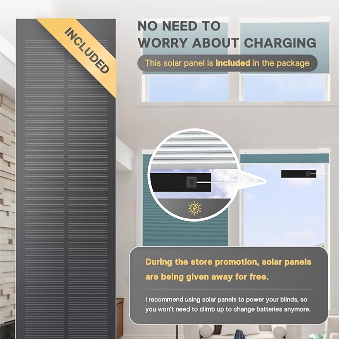 CINONEKO Custom Size(21-69"W x 22-93"H) Motorized Cellular Shades,No Drill Smart Honeycomb Blinds【Free Solar Powered】Automatic Blinds for Indoor Windows Cordless Electric Shades Compatible with Alexa