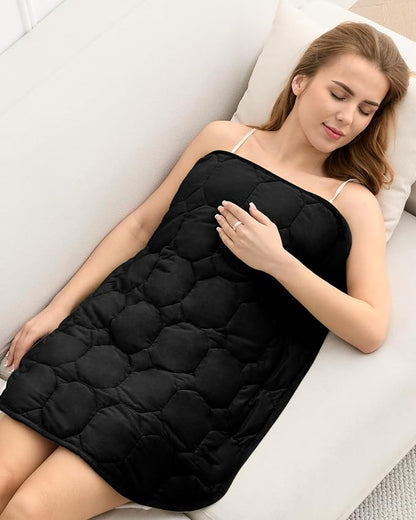Cottonblue Weighted Blanket 7lbs for Adults, Weighted Lap Blanket Adults, 29'' x 24'' Small Weighted Blankets for Travel, Sleeping & Calming, Machine Washable Weighted Lap Pad, Black