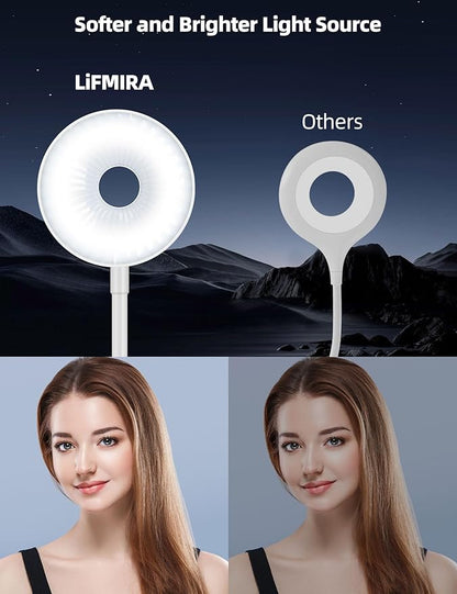 Clip on Lamp 10-Level Dimming & 5 Color Modes LED Book Light, Flexible Reading Light with Clamp for Beds, Desks, Table, Headboards, Dorm- Eye-Friendly Clip on Night Light for Kids/Adults (White)