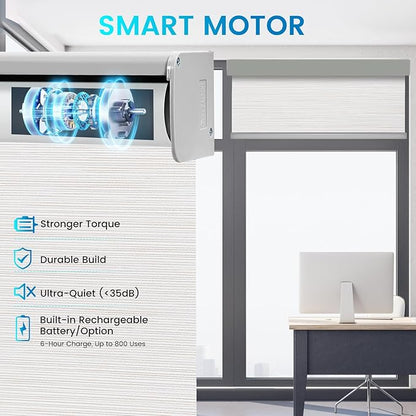 Motorized 100% Blackout Roller Shades – Custom Smart Blinds with Remote Control, Rechargeable Battery or Plug-in Motor, Tuya WiFi Optional, Home & Office Automatic Window Shades (Beige Yellow/CH9421)