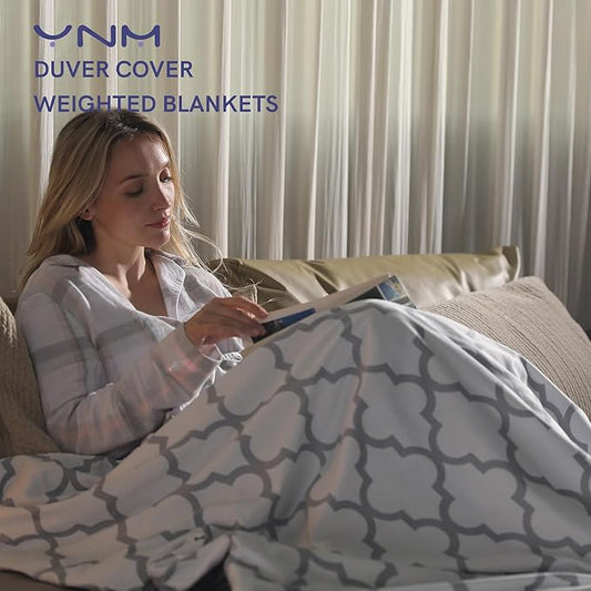YnM Fuzzy Duvet Cover for Weighted Blankets (Lattice Scroll 60''x80'')