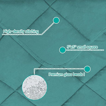 yescool Weighted Blanket (5 lbs, 36" x 48", Teal) Cooling Heavy Blanket for Sleeping Perfect for 40-60 lbs, Breathable Blanket with Premium Glass Bead, Machine Washable