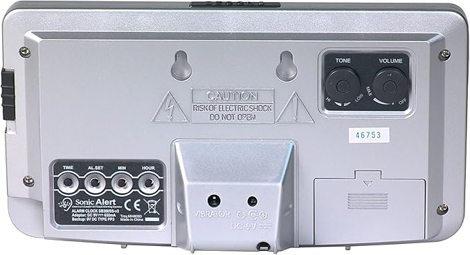 Sonic Alert Large Digital Clock, Loud Alarm Clock for Heavy Sleepers with Snooze, Full Range Brightness Dimmer, Outlet Powered Digital Clocks for Bedroom, Desk, Bedside, Shelf (gray) Silver