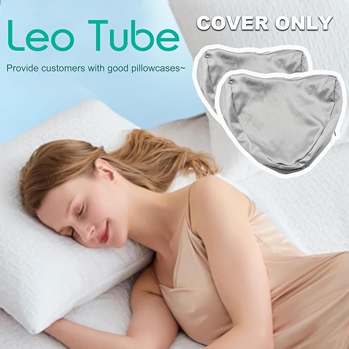 Satin Knee Pillow Cover for Contour Legacy Leg & Knee Foam Support Pillow, Upgraded Invisible Zippered Satin Leg Pillowcase Replacement-Cover ONlY (Slate Grey, 2-Pack)