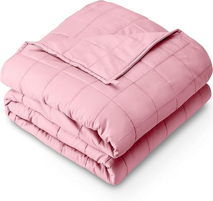 Bare Home Weighted Blanket Full or Queen Size 15lb (48" x 72") for Adults - All-Natural 100% Cotton - Premium Heavy Blanket Nontoxic Glass Beads (Light Pink, 48"x72")