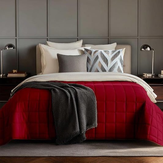 HomeSmart Products Weighted Blanket Queen Size 40lbs - Breathable, Hypoallergenic Soft Fabric, Extra Heavy Blanket Red Burdundy