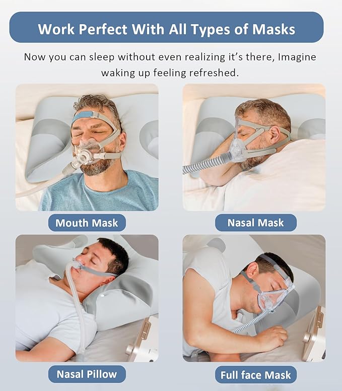 CPAP Pillow for Side Sleeping Relief Neck Shoulder Pain: Neck Support Pillow Reduce Air Leak/Mask Pressure-Memory Foam Pillow with Cooling Pillowcase for Side Back Stomach Sleepers for a Better Sleep