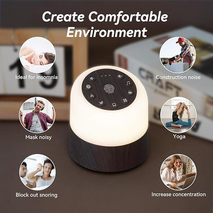 White Noise Machine with 32 Soothing Sounds, 9 Colors Night Lights, Auto-Off Timer, Adjustable Volume, Sleep Sound Machine for Babys, Kids, Adults