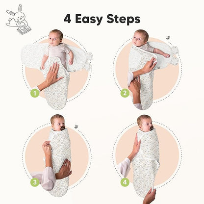 3-Pack Organic Baby Swaddle Sleep Sacks - Swaddles for Newborns, Infant 0-3 Months, Baby Girls, Boys, Soft & Snug Newborn Sleep Sack, Nursery Swaddling Blankets (Prairie, OS)