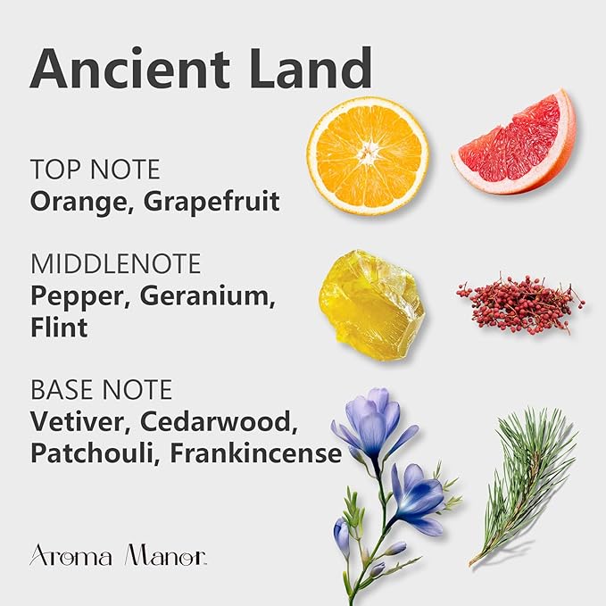 Scent Essential Oils for Diffusers for Home: Ancient Land Hotel Luxury Scents Fragrance Oil - Aroma Oil with Notes of Grapefruit, Geranium and Cedarwood Essential Oil -150 mL Scented Oils for Diffuser
