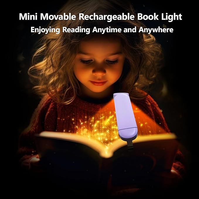 VAVOFO USB Rechargeable Book Light, Blue Light Blocking, Amber Clip On Bookmark Reading Light for Bookworms with Eye Care 6 LED Modes